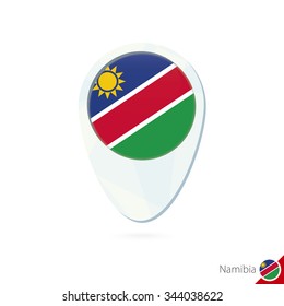 Namibia flag location map pin icon on white background. Vector Illustration.