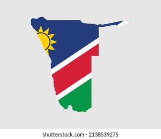 Namibia Flag Map. Map of the Republic of Namibia with the Namibian country banner. Vector Illustration. svg