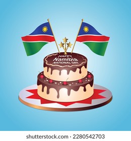 Namibia Flag National Day with a Cake on a Blue Background