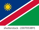 Namibia flag, official colors and proportion. Vector illustration.