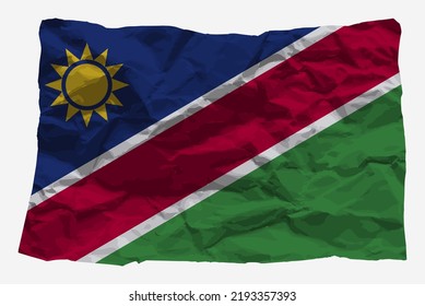 Namibia flag on crumpled paper vector, copy space, Country logo concept,Namibia flag with wrinkled texture paper, nation symbol graphic recycle idea, simple vector, flat design