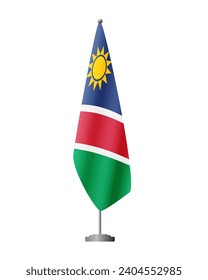 Namibia flag on flag stand for official meetings, transparent background, vector