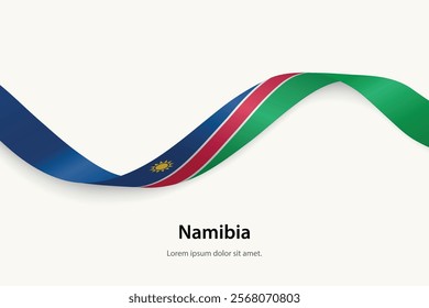 Namibia flag on Waving ribbon. Template for independence day