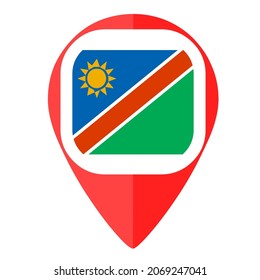 País marcador del mapa del pin de la bandera de Namibia