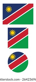 
Namibia flag PNG vector. Namibia square and round icon isolated on transparent PNG background. Namibia flag icon.

