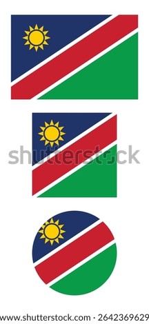 
Namibia flag PNG vector. Namibia square and round icon isolated on transparent PNG background. Namibia flag icon.

