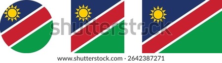 
Namibia flag PNG vector. Namibia square and round icon isolated on transparent PNG background. Namibia flag icon.

