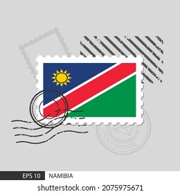 Namibia flag postage stamp. Isolated vector illustration on grey post stamp background and specify is vector eps10.