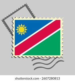 Namibia flag postage stamp. Isolated vector illustration on grey post stamp background
