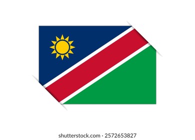 Namibia flag - rectangle colorful flag representing a country cultural identity and heritage. The essence of national pride and unity. Attached by the corners in a paper album