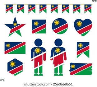 Namibia flag set. Isolated Namibia flag on white background