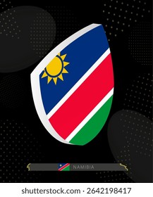Namibia Flag Shield icon in 3D on Dark Modern Abstract Rugby Background. Perfect for sports events, heritage themes, national celebrations, and patriotic designs.