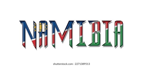 Tipo de letra del texto de la marca NAMIBIA, fondo del símbolo, marca tipografía tipografía etiqueta del logotipo, fondo de color 3D, ilustración vectorial