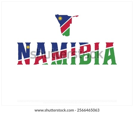 NAMIBIA flag Typography with map flag on a white background, Vector design of NAMIBIA flag typography, Map of Namibia, National Day Design, NAMIBIA Day design