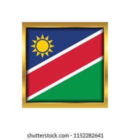 Namibia Flag Vector Square Icon - Illustration, Flag of Namibia. Abstract concept, icon,golden square, button. Raster illustration on white background.