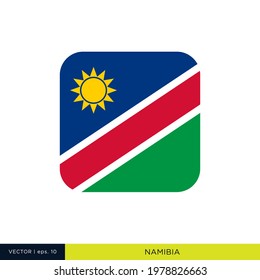 Namibia Flag Vector Stock Illustration Design Template. Rounded Square Shape.