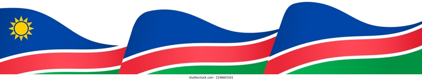 Namibia flag wave  isolated  on png or transparent background,Symbol Namibia, vector illustration