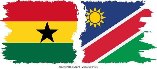 Namibia and Ghana grunge flags connection, vector