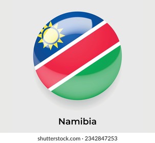 Namibia-Hochglanzblase mit nationaler Flagge, rund geformtes Symbol, Vektorgrafik-Glas