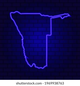 Namibia glowing neon sign on brick wall background