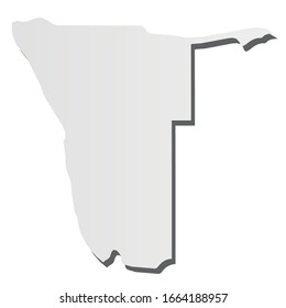 Namibia - grey 3d-like silhouette map of country area with dropped shadow. Simple flat vector illustration.