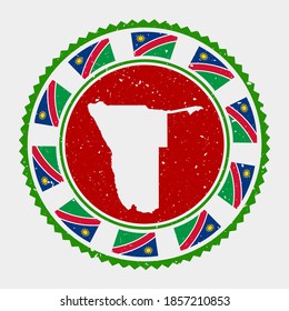 Namibia-Grunge-Briefmarke. Rundlogo mit Karte und Flagge Namibias. Länderstempel. Vektorgrafik.