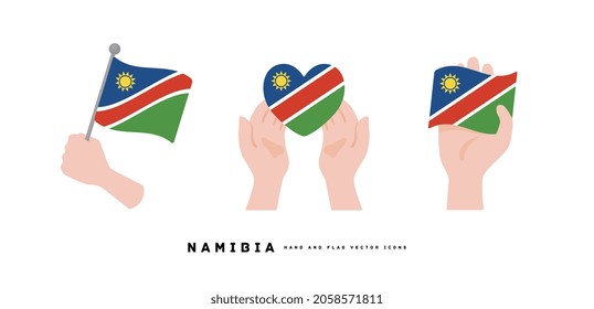[Namibia] Ilustración vectorial de la mano y la bandera nacional