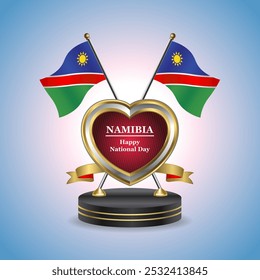 Namibia Happy National Day small table flag with Golden Heart