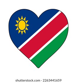 Namibia Heart Shape Flag. Love Namibia. Visit Namibia. Southern Africa. African Union. Vector Illustration Graphic Design.