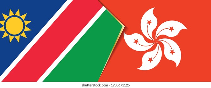 Namibia and Hong Kong flags, two vector flags symbol of relationship or confrontation.