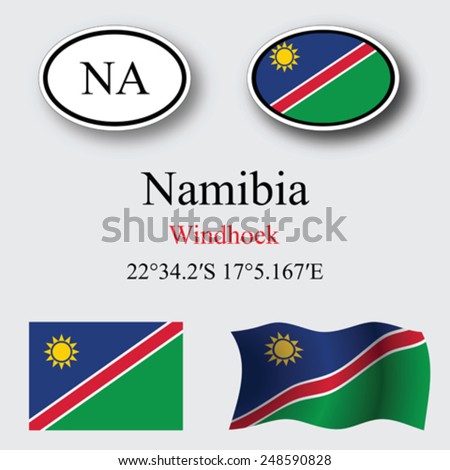 namibia icons set against gray background, abstract vector art illustration, image contains transparency