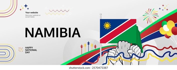 Namibia Independence Day modern greeting banner. 21 March Happy Namibia National Day. Holidays abstract concept. Great for event like carnival, feast poster, support, culture and tourism