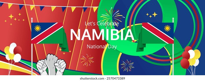 Namibia Independence Day modern greeting banner. 21 March Happy Namibia National Day. Holidays abstract concept. Great for event like carnival, feast poster, support, culture and tourism