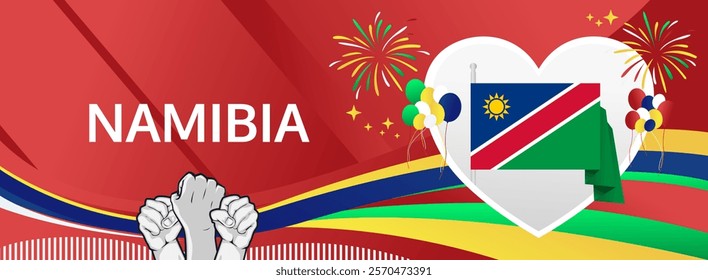 Namibia Independence Day modern greeting banner. 21 March Happy Namibia National Day. Holidays abstract concept. Great for event like carnival, feast poster, support, culture and tourism