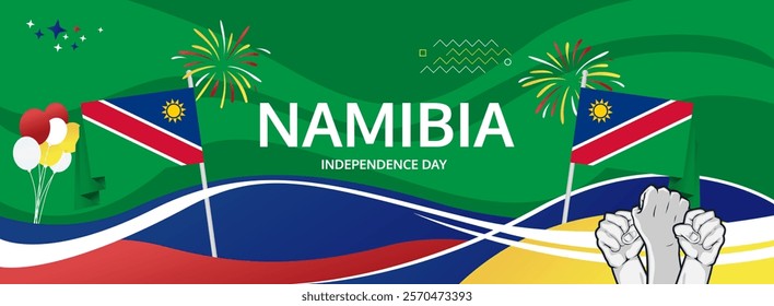 Namibia Independence Day modern greeting banner. 21 March Happy Namibia National Day. Holidays abstract concept. Great for event like carnival, feast poster, support, culture and tourism