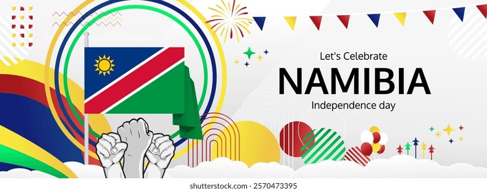 Namibia Independence Day modern greeting banner. 21 March Happy Namibia National Day. Holidays abstract concept. Great for event like carnival, feast poster, support, culture and tourism