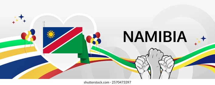 Namibia Independence Day modern greeting banner. 21 March Happy Namibia National Day. Holidays abstract concept. Great for event like carnival, feast poster, support, culture and tourism