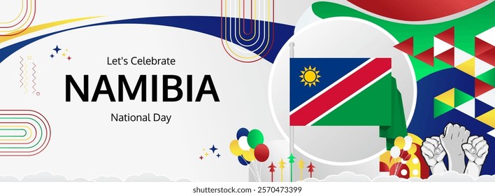 Namibia Independence Day modern greeting banner. 21 March Happy Namibia National Day. Holidays abstract concept. Great for event like carnival, feast poster, support, culture and tourism