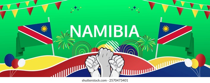 Namibia Independence Day modern greeting banner. 21 March Happy Namibia National Day. Holidays abstract concept. Great for event like carnival, feast poster, support, culture and tourism