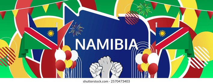 Namibia Independence Day modern greeting banner. 21 March Happy Namibia National Day. Holidays abstract concept. Great for event like carnival, feast poster, support, culture and tourism