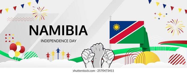 Namibia Independence Day modern greeting banner. 21 March Happy Namibia National Day. Holidays abstract concept. Great for event like carnival, feast poster, support, culture and tourism