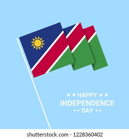 Namibia Independence day typographic design with flag vector