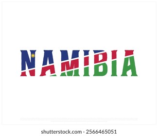 NAMIBIA Independence Day vector design on a white background with flag typography, Typographic Design of NAMIBIA National Day, NAMIBIA typography, Flag of Namibia