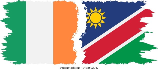 Namibia and Ireland grunge flags connection, vector