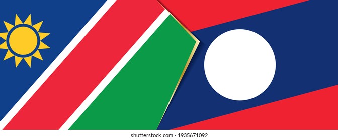 Namibia and Laos flags, two vector flags symbol of relationship or confrontation.