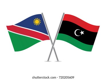 Namibia and Libya flags.Vector illustration.