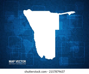 Namibia map with abstract blue background technology pixel board texture.