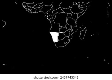 Namibia Karte Afrika schwarzer Hintergrund