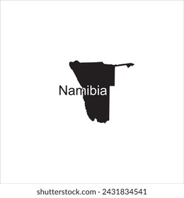 Namibia map and black lettering design on white background