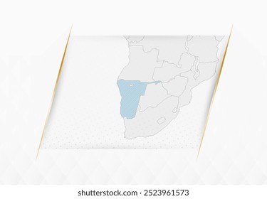 Mapa de Namibia en azul con acentos enmarcados en oro. Mapa de Vector moderno de Namibia. Ilustración vectorial.